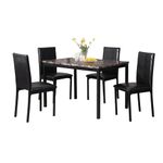 Roundhill Furniture 5 Piece Citico Metal Dinette Set with Laminated Faux Marble Top - Black