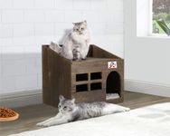 Sabri SHOPEE Cat House Cat Bed for Indoor Cats MDF Wood Colour Brown