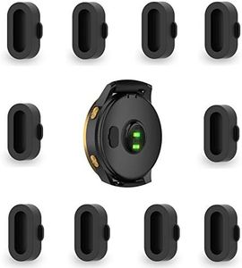 TOKERSE 10 Pack Dust Plug Compatible with Garmin Fenix 8 7 7S 7X 6 6S 6X Pro 5 5S 5X Plus/Vivoactive 3/4/Venu Sq/Forerunner 245/935 Silicone Charger Port Protector Anti Dust Plugs Caps Cover - Black