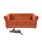 SYLC Stretch Velvet Chesterfield Sofa Cover, Couch Cover with Seat Cushion Cover for Curved Settee Armchair Vintage Style (Orange,Sofa+3 Small Seats)