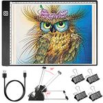 Femont Portable A3 LED Tracing Light Box with Scale,Art Light Pad Light Table with Detachable Stand&4Clips,Adjustable Brightness,USB Power,Ultra-Thin Copy Board for Diamond Painting,Drawing,Sketching