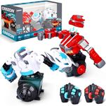 Top Race Remote Control Robot - 2pcs - Fighting Robot Remote Control Toy, Lights, and Sounds - 360° Rotate RC Intelligent Robots for Kids - Red and Blue Robot Toy