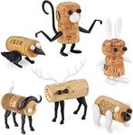 Corkers Animals Wine Accessories by Monkey Business, Collectible Novelty Gift, Pack of 6 Different Figurine Crafting Parts for Corks