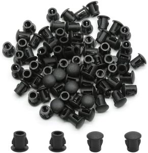 Suiwotin 30PCS 5mm/3/16 Black Hole Plugs Plastic Flush Type Hole Plugs Snap in Locking Hole Tube, Furniture Fencing Post Pipe Insert End Caps (Black)