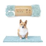 My Doggy Place Microfiber Dog Mat for Muddy Paws, 31" x 20" Light Blue with Paw Print - Absorbent and Quick-Drying Dog Paw Cleaning Mat, Washer and Dryer Safe - Non-Slip Rubber Backed Pet Mat, Medium