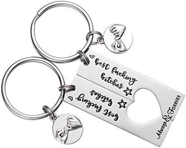 LParkin Friendship Keychain Set of 2 Best Bitches for Life BFF Sister Bestie Christams Birthday Maid of Honor Bitches Love Forever Keyrings 1/2”2” Stainless Steel