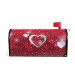 ALAZA Red Valentines Day Heart Magnetic Mailbox Cover MailWraps Garden Yard Home Decor for Outside Standard Size-18"x 20.8"