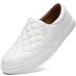 STQ White Slip On Sneakers for Women Casual Slip On Shoes Comfort Nursing Shoes for Ladies White 6 US