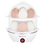 amazon basics Double Decker Plastic Egg Boiler | Stainless Steel Heating Plate | Measuring Cup | Compact | Dishwasher Safe, 500 ml