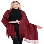 Burgundy Maroon 100% Cashmere Shawl Pashmina Scarf Wrap Stole Hand Made in Nepal CJ Apparel NEW