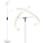 FIMEI Floor Lamp, Reading Standing Lamp, Stepless Dimming & 4 Colour Temperatures, Remote & Touch Control, Modern Standing Light for Living Room, Bedroom, Office (White)