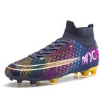 Juioguae Mens Football Boots with Cleats,Light-Weight Football Shoes Boys,Unisex Football Trainers Kids,Purple,3.5UK