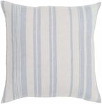 Hauteloom Page Cotton Decorative Throw Pillow Cover with Down Goose Feather Insert - Modern Striped Patterned Cushion Cover - Blue, Aqua, White, Cream - 18" x 18" Pillow Kit Pillow Cover