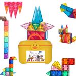 GELTILES - 50 pcs Set of Magnetic Building Tiles, Magna Constructing and Creative Learning Educational Next Generation Multicolor STEM Toy for Kids 3+ Boys and Girls with Storage Box