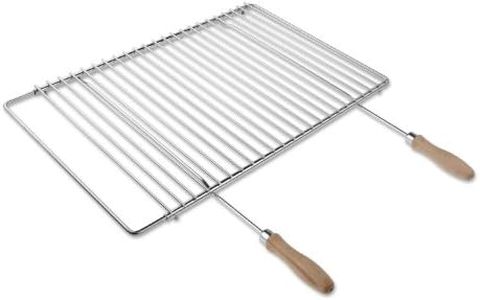 Griglia in Acciaio Inox Europeo con Larghezza impostabile da 50-70x37cm, Manici in Legno.