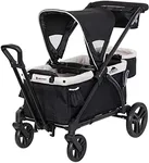 Baby Trend Expedition 2-in-1 Collapsible Stroller Wagon Plus with Canopy, Storage Basket, 2 Storage Trays, and 6 Bottle Holders, Modern Khaki