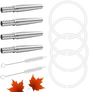 4 Set Maple Syrup Tapping Kit Include 4pcs Stainless Steel Maple Tree Taps Spiles 4pcs Food Grade Maple Syrup Tubing 2pcs Spile Cleaning Brushes, Maple Tree Tapping Kit Maple Syrup Tap Set