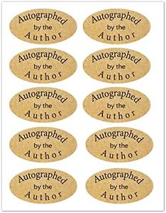 Gold Foil Autographed Label Stickers 1 x 2 Inch Oval Autographed by The Author Stickers Laminated Author Stickers-500 Labels/Pack