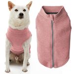 Gooby Zip Up Microfiber Fleece Dog Sweater - Pink, Medium - Warm Double Layered Soft Microfiber Fleece Step-in Dog Jacket Without Ring Leash - Winter Dog Sweaters for Small Dogs and Medium Dogs