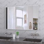 BEAUTME Bathroom Mirror,36x24 Inch Bathroom Mirrors Wall Mirror Aluminum Alloy Framed for Vanity Farmhouse Modern Minimalist Bathroom,Entryway Hall,Living Room,Bedroom,Horizontal/Vertical(White)