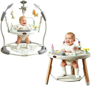 CuddoBaby Baby Jumper 4-Stage Convertible| Montessori -Inspired 8 Interactive Toys| Tummy Time Playmat, Bouncer, Exersaucer, Toddler Table| Music & Lights | 3-6, 6-12, 12-18, 12-24 Months - Gray