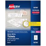 Avery Matte White Printable Tickets with Tear-Away Stubs, 1-3/4 x 5-1/2, Pack of 500 (16795)