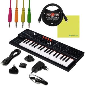 Arturia MiniFreak 37 Key Polyphonic Hybrid Keyboard Bundle w/Pig Hog 4-Pack Mono Patch Cables, Pig Hog MIDI Cable, Power Supply, USB Cable & Liquid Audio Polishing Cloth