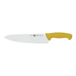 ZWILLING Twin Master 9.5" Chefs Knife | 57 Rockwell Hardness | Ergonomic Non-Slip Synthetic Resin Yellow Handles with Enclosed Tang | Made in Spain