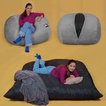 Urban Yogi Foam Bean Bag Sac - Converts from BeanBag to Bed - 5 Year Warranty - Washable Cover - Soft Velvet Fabric - Never Goes Flat (Large, Silver, Bean Bag Bed)