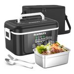 iKuchelife Heated Lunch Box, 18000mAh Rechargeable Electric Lunch Box, 1.5L Stainless Steel Lunchbox, Smart Heating Lunchbox Portable Food Warmer with Container for Camping, Office, Travel, Work