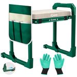 Saker Garden Kneeler and Seat Foldable Gardening Stool with Extendable Legs & Thickened Pad, Tool, Heavy Duty 500lbs Support for Elderly, Gardening, Outdoor Use