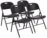 Amazon Basics Folding Plastic Chair, 157.5 kg Capacity, Black, Set of 4