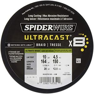 SpiderWire Superline Ultracast Braid, Ultimate Braid-Moss Green, 15lb | 6.8kg, 164yd | 150m Fishing Line