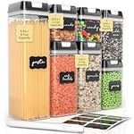 Kitchen Organizers and Storage Containers - Set of 7 Pantry Food Storage Containers with Airtight Lids, Markers and Labels for Kitchen and Pantry Organization