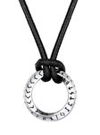 Norse Runes Mobius Band Necklace for Men Viking Stainless Steel Pendant with Adjustable Leather Chain Minimalist Arrows Circle Necklaces for Male