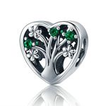 PAHALA 4 Styles 925 Sterling Silver Colorful Tree Beads Charms Fit Bracelets (Heart Shape)