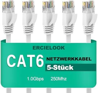Ercielook Lot de 5 câbles réseau LAN CAT6 haute vitesse de 2 m avec clips de câble, rallonge de câble LAN pour routeur, modem TV, commutateur, ordinateur portable PS5/4
