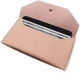 BLMHTWO Cash Wallets for Women, Reusable Envelopes for Cash Leather Cash Envelope Wallet Men and Women Cash Wallet Envelope for Budgeting Cash Check Billing（Pink）