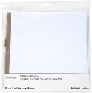 20 Sheets 12" x 12" White Scrapbook Refill Pages by Recollections - Memory Book Page Refills - 1 Pack