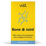 Vitl Bone & Joint Supplement - 60 Capsules - with Calcium, Manganese, Hydrolysed Type II Collagen & Turmeric - Maintenance for Joints, Bones & Cartilage - Support Mobility & Flexibility