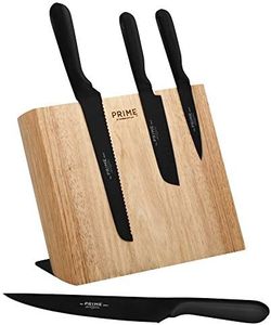 Chicago Cutlery 1124970 Prime 5Pc Magnetic Beech Wood Block Set, German MOV Stainless Steel Blades, Black