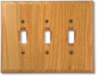 AMERELLE 4025TTT Traditional Triple 3 Toggle Wood Wallplate in Light Oak