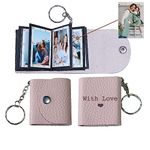 Personalized Mini Photo Keychain, Small Custom Leather Memory Photo, Picture Keychains Personalized Album, Mini Cute Key Ring Keychain with Picture Book for Family, Boyfriend, Couples, Dog, Friends