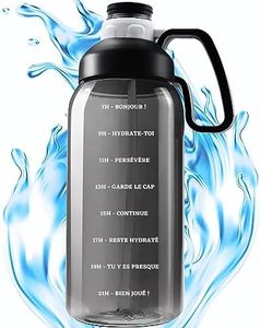 AQUAFIOLE Tritan Motivation 2L 1 Day Water Bottle in French - BPA Free - Sports Water Bottle 2L Straw - Camping & Hiking - 2L Bottle