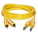 Hakuho Dual Mono 6.35 mm 1/4-inch P38 Male to 2 RCA Male Audio Cable for Guitar, Amplifier,Other Professional Audio Equipment.Yellow.1.8 Meter