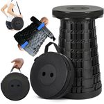 Upgraded Collapsible Stool with Shoulder Strap, 620lbs Max Weight, Lightweight Yet Sturdy, Portable Retractable Foldable Telescoping Camping Stool for Adults Outdoor Fishing Hiking Travel BBQ