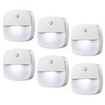 Upgraded 6 Pack Motion Sensor Light, Cordless Battery-Powered LED Night Light, Wall Light, Closet Lights, Safe Lights for Stairs, Hallway, Bathroom, Kitchen, Cabinet, Warm White