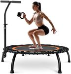 Zupapa Rebounder Trampoline for Adults with Adjustable bar Indoor Mini Small Fitness Workout Exercise Trampolines for Kids with Handle Silent Bungee Cords 40" 45" 300LBS Weight Capacity