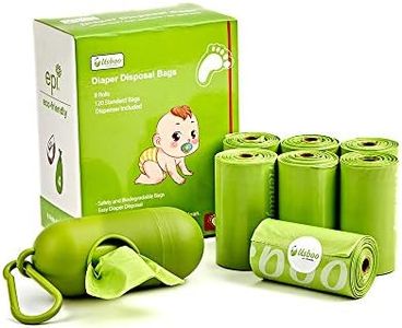 USBOO Baby Disposable Diaper Bags, Waste Bags 8 Refill Rolls/120 Bags with Dispenser, Convenient and Quick Diaper Disposal, Unscented