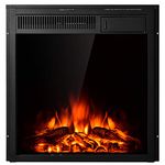 Tangkula 22.5 Inch Electric Fireplace Insert, Freestanding & Recessed Electric Fireplace Heater with Remote Control, Adjustable Heater, 7 Log Hearth Flame Settings for Home Room Indoor (22.5")